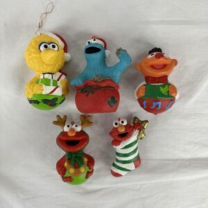 Vtg Sesame Street Christmas Ornaments Set of 5 1993 Jim‎ Henson Cookie Monster